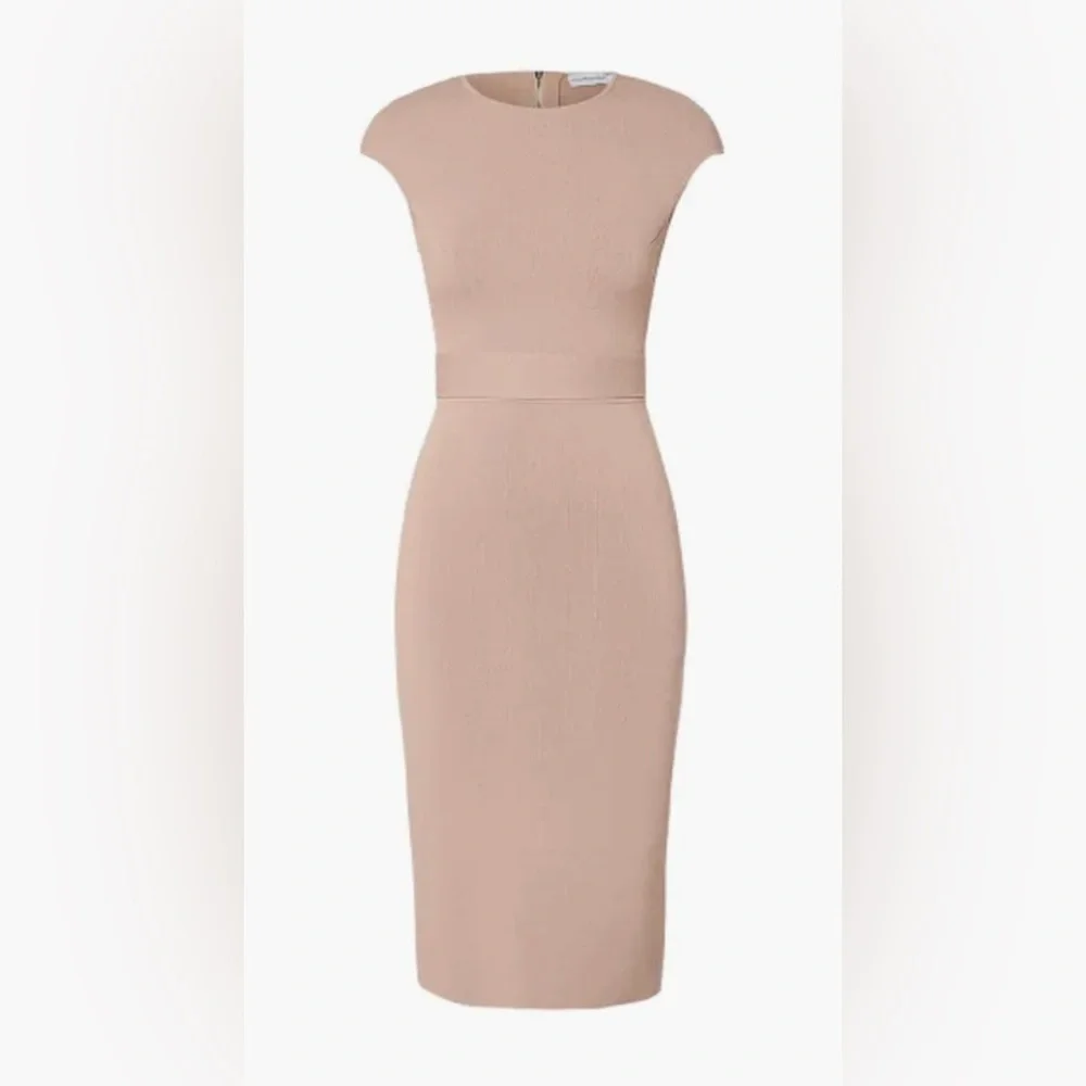 Scanlan Theodore PINK Belted Midi Dress crepe small belt - Picture 2 of 4